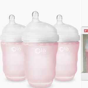 Olababy 3 Pack Bottle 8-Ounce silicone Baby Bottles pink new in original box